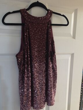 Cable & Gauge Mauve Sequin Halter Camisole